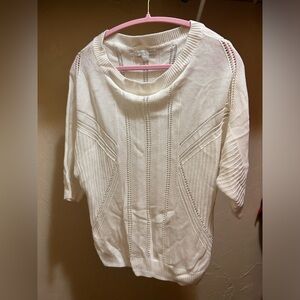 New York & Company Cream Knit Blouse